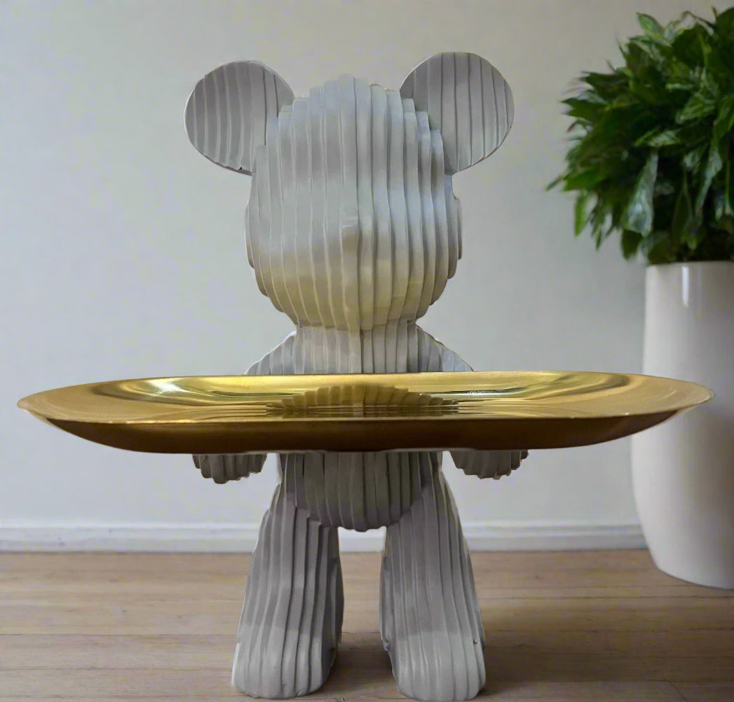 Patterned Mickey Standing With a Tray